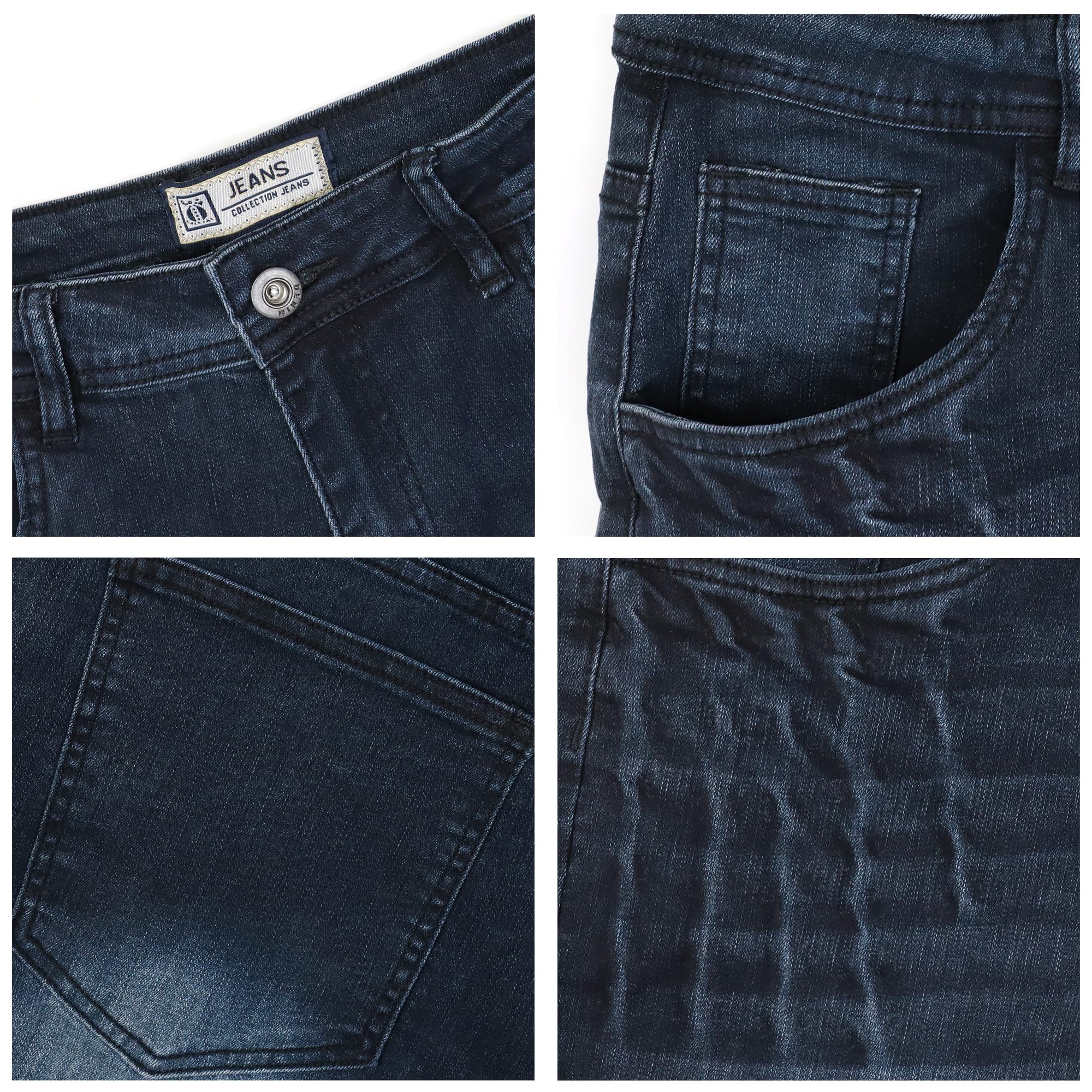 KODEIPLAY Stretch Jeans Men Barrel Relaxed Fit Baggy Stretchy Denim Jeans for Mens Loose Wide Leg Pants for Boyfriend