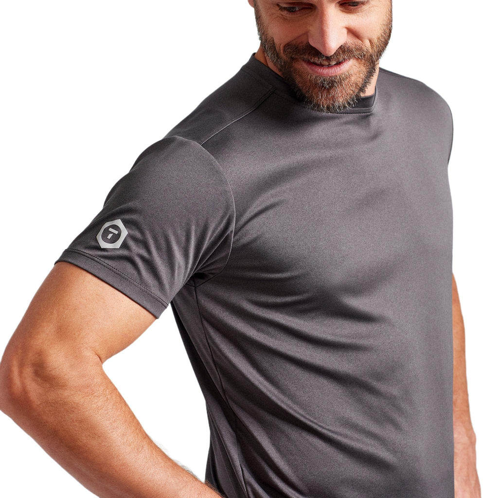 TRUEWERK B1 Sun Short Sleeve Tee for Men, Sun Protection Shirts, Moisture Wicking, UPF +50 Thermo Regulating Shirt, Heathered Grey, 2XL