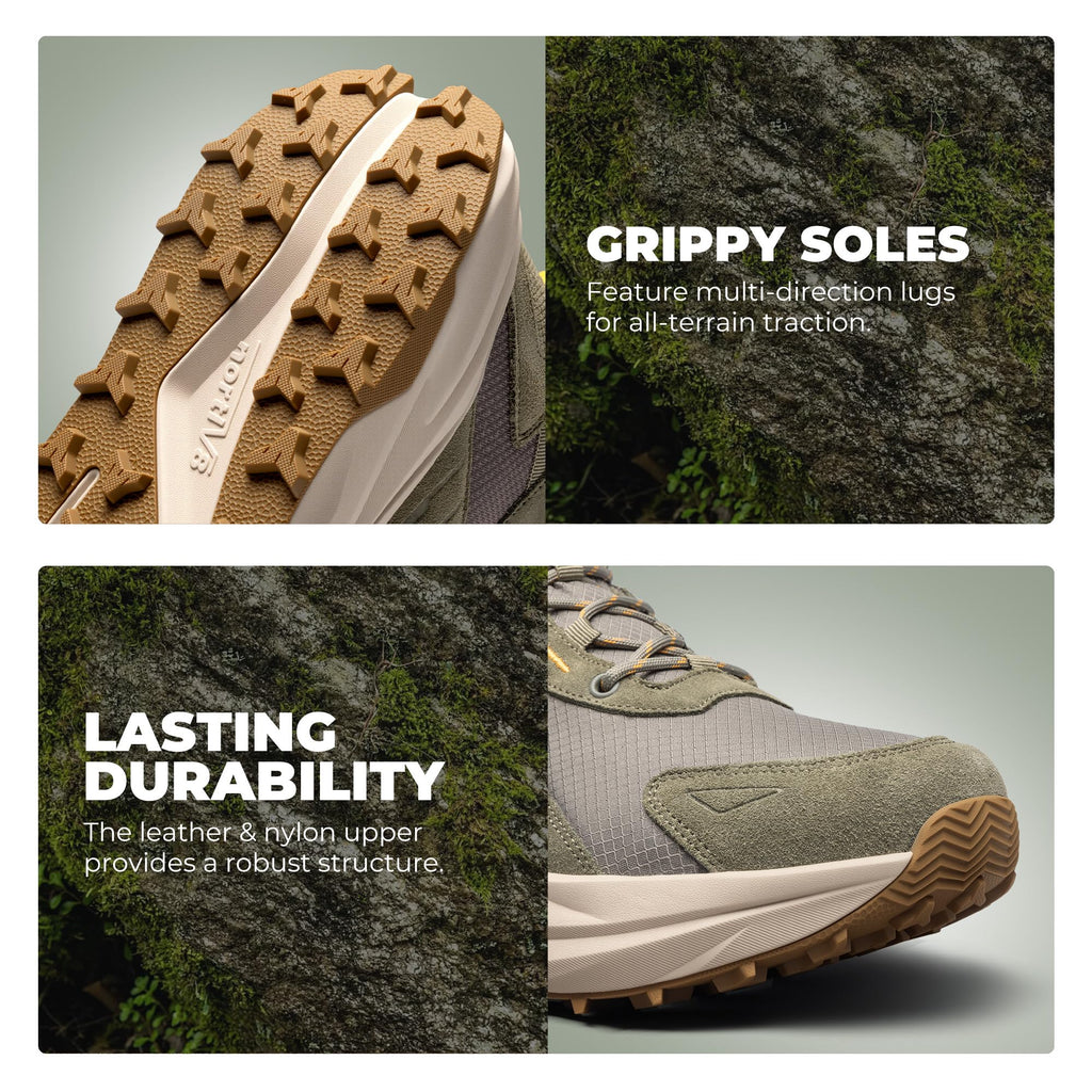 NORTIV 8 Men's Wide Toe Box Hiking Boots Low Drop Waterproof Outdoor Trekking Camping Shoes Katahdin,Size 10,Olive,SNHB25001M