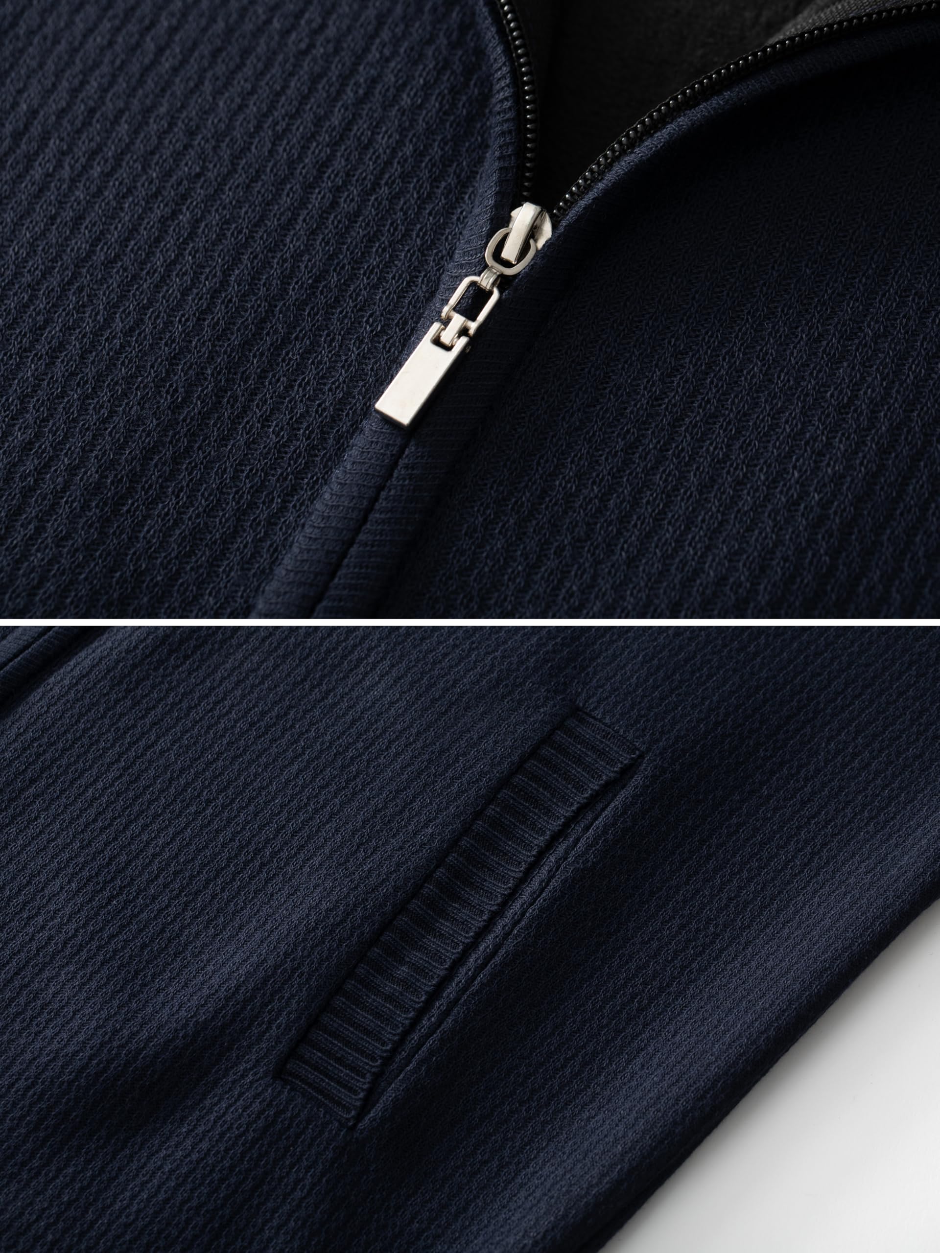 Vcansion Men's Casual Slim Fit Long Sleeve Full Zip Knitted Cardigan Sweaters with Pockets Navy US XL