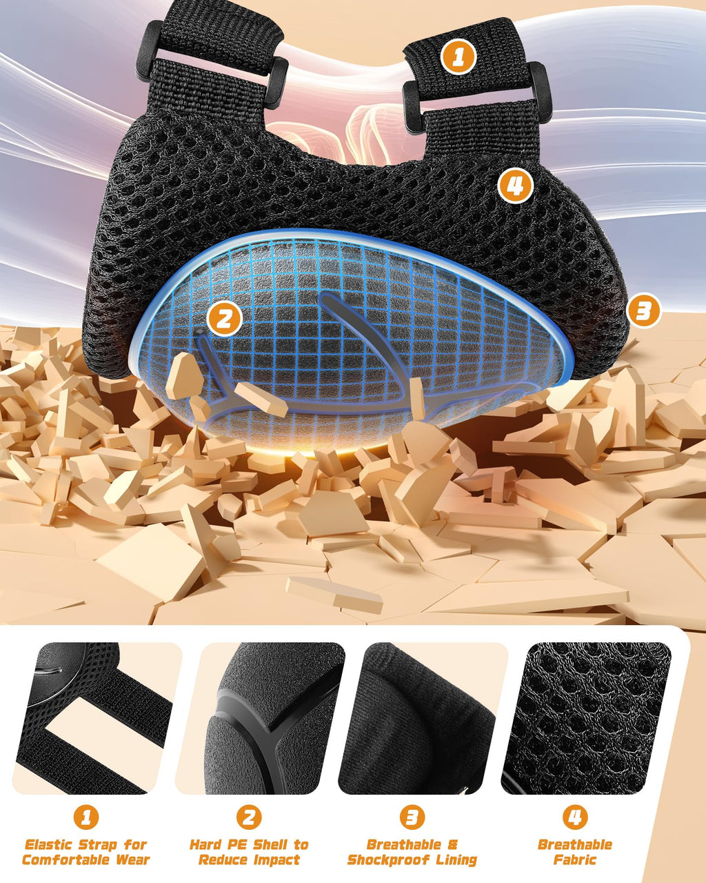 Kids Bike Helmet Set, Adjustable Helmet for Ages 3-10 Year Boys Girls, Pad Set with Knee and Elbow Pads for Bike, Roller, Skating, Scooter, Longboard and More Sports