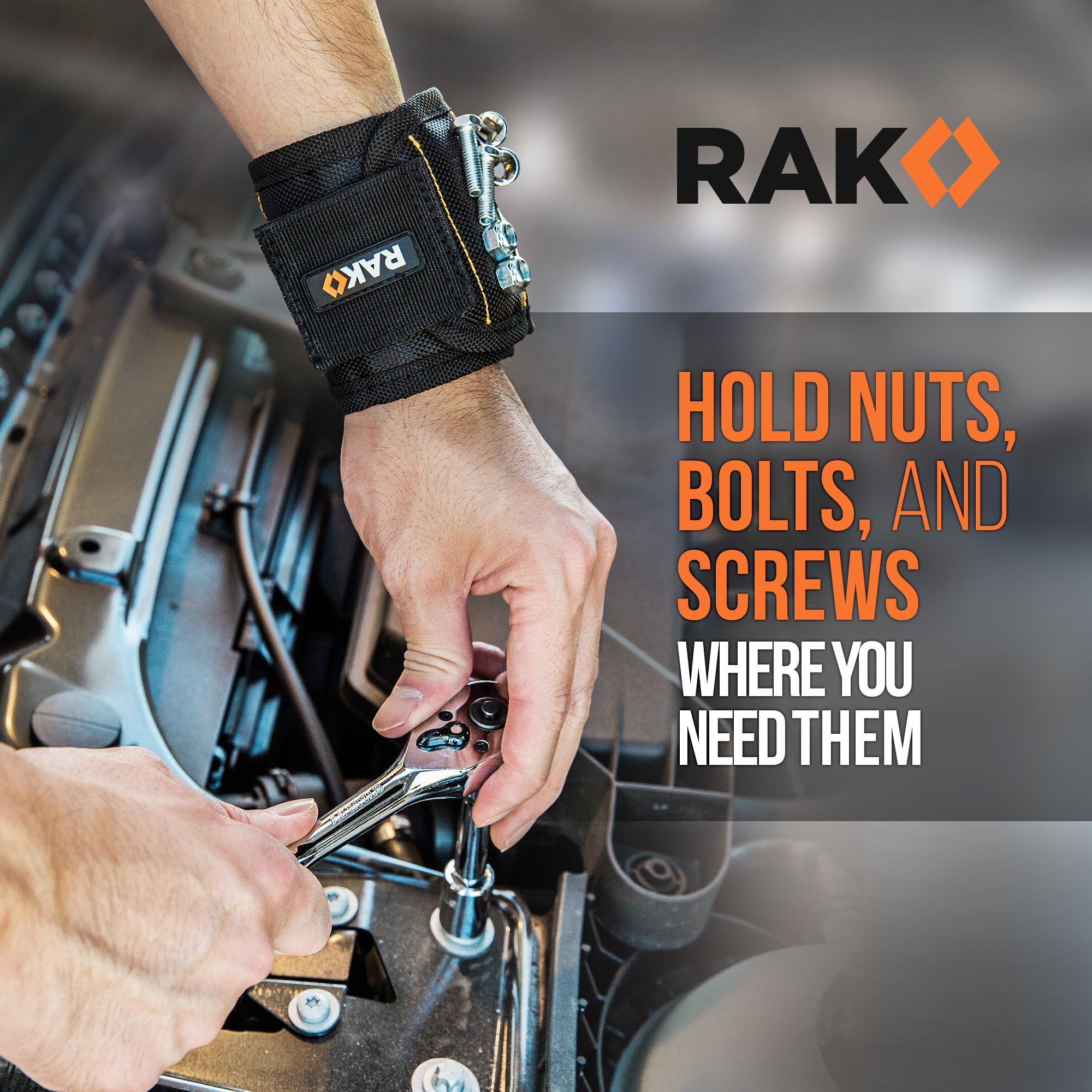 RAK Magnetic Wristband for Tools - Premium Tool Belt for Holding Screws, Bolts with Powerful Magnets, Birthday Gifts for Men, Cool Gadgets Stuff Gifts for Dad, Husband, Grandpa, Handyman, Him