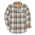 Dubinik® 6 oz Flannel Shirt for Men Long Sleeve Casual Button Down Brushed 100% Cotton Shirt Olive Beige Brown X-Large