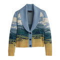 Pendleton Big Sky Cardigan for Women, 100% Cotton Sweater, Lightweight Casual Women's Cardigan, Made in USA, Landscape Pattern Knitwear
