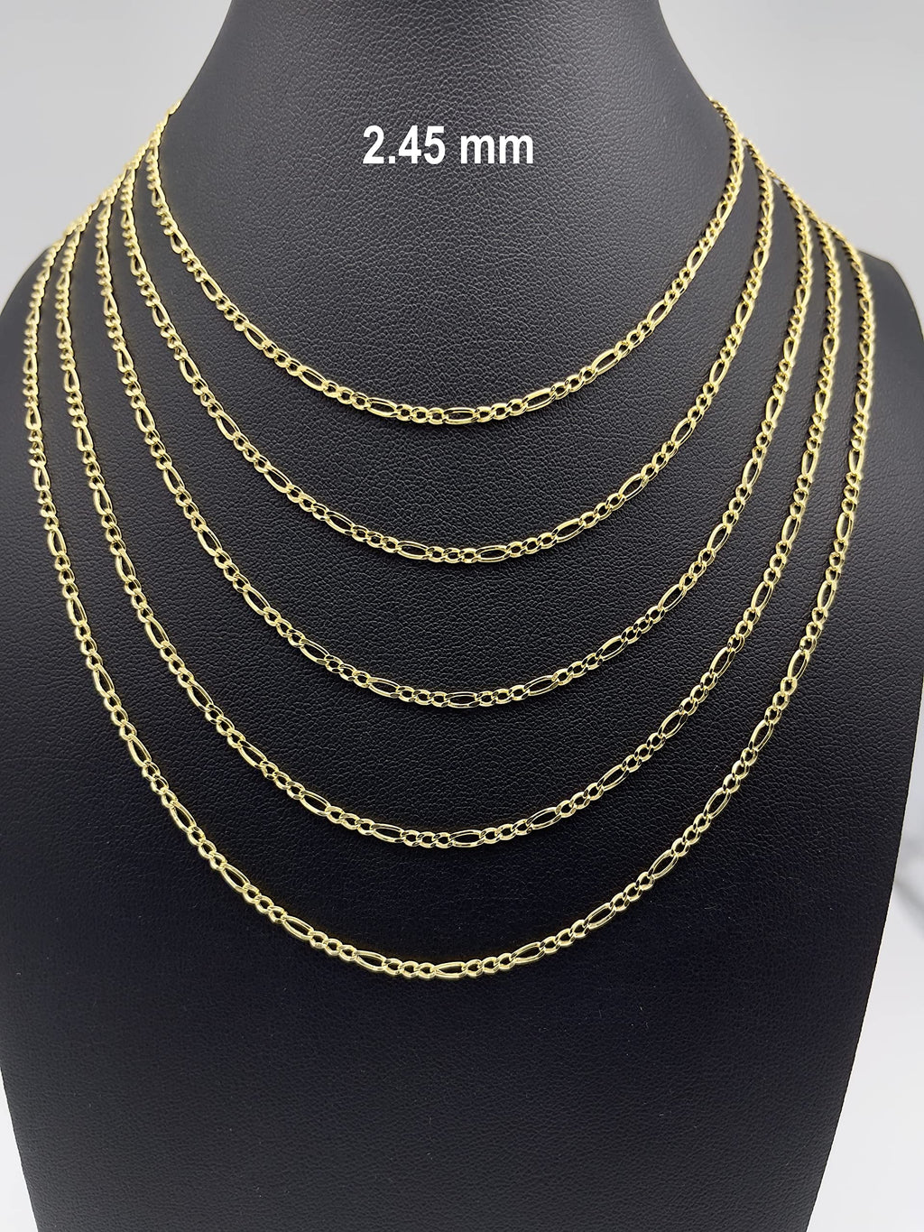 JEWELHEART 14K Real Gold Figaro Chain - 2.45mm Diamond Cut Cuban Link Figaro Necklace For Men - Dainty Yellow Gold Pendant Necklace For Women with Lobster Clasp 24"