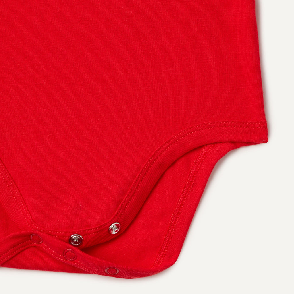 Amazon Essentials x Sofia Grainge Baby Girls' Long Sleeve Ruffle Collar Bodysuit, Pack of 2, Red/Hearts, 6-9 Months