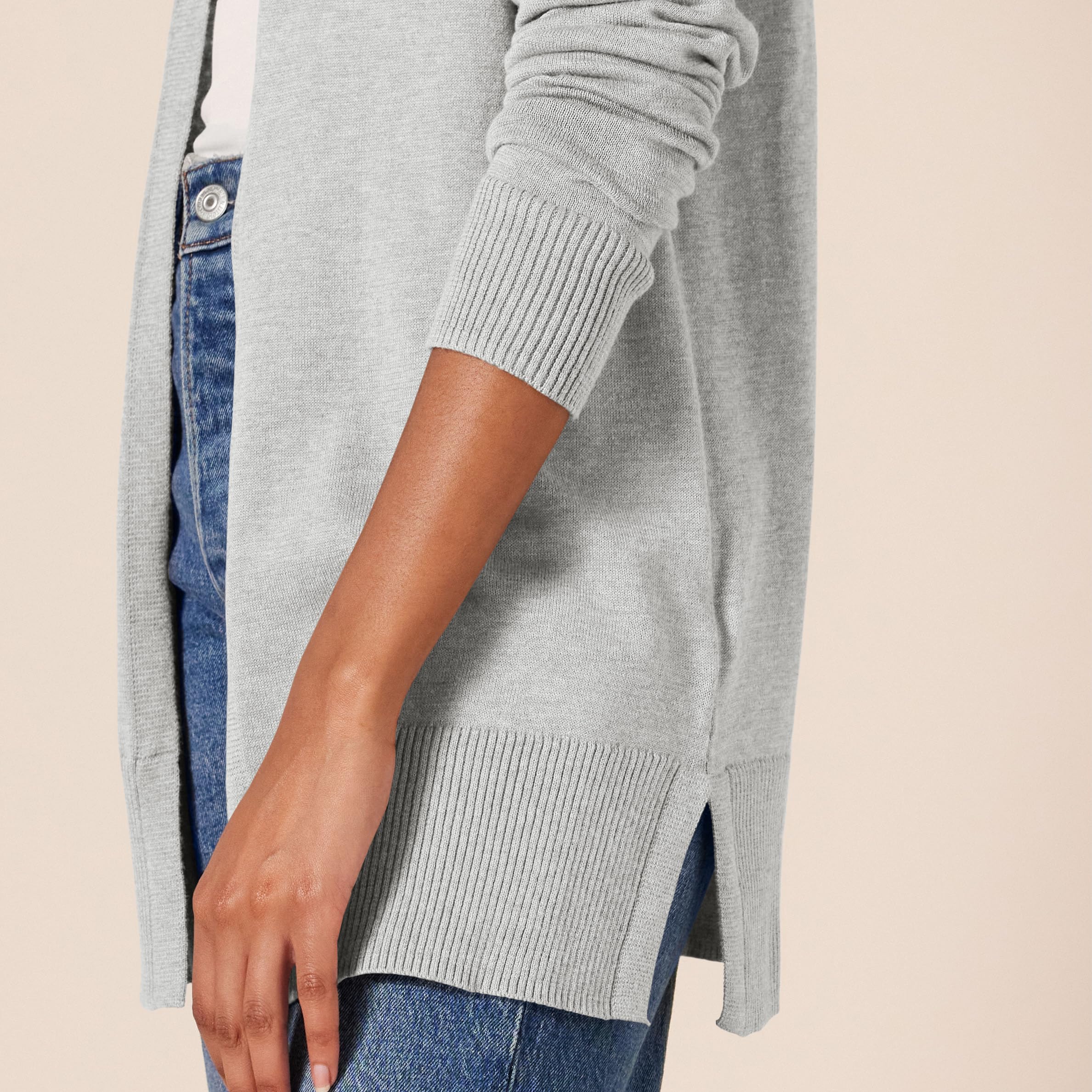 Amazon Essentials Women's Lightweight Long Sleeve Open-Front Cardigan Sweater (Available in Plus Size), Light Grey Heather, Medium
