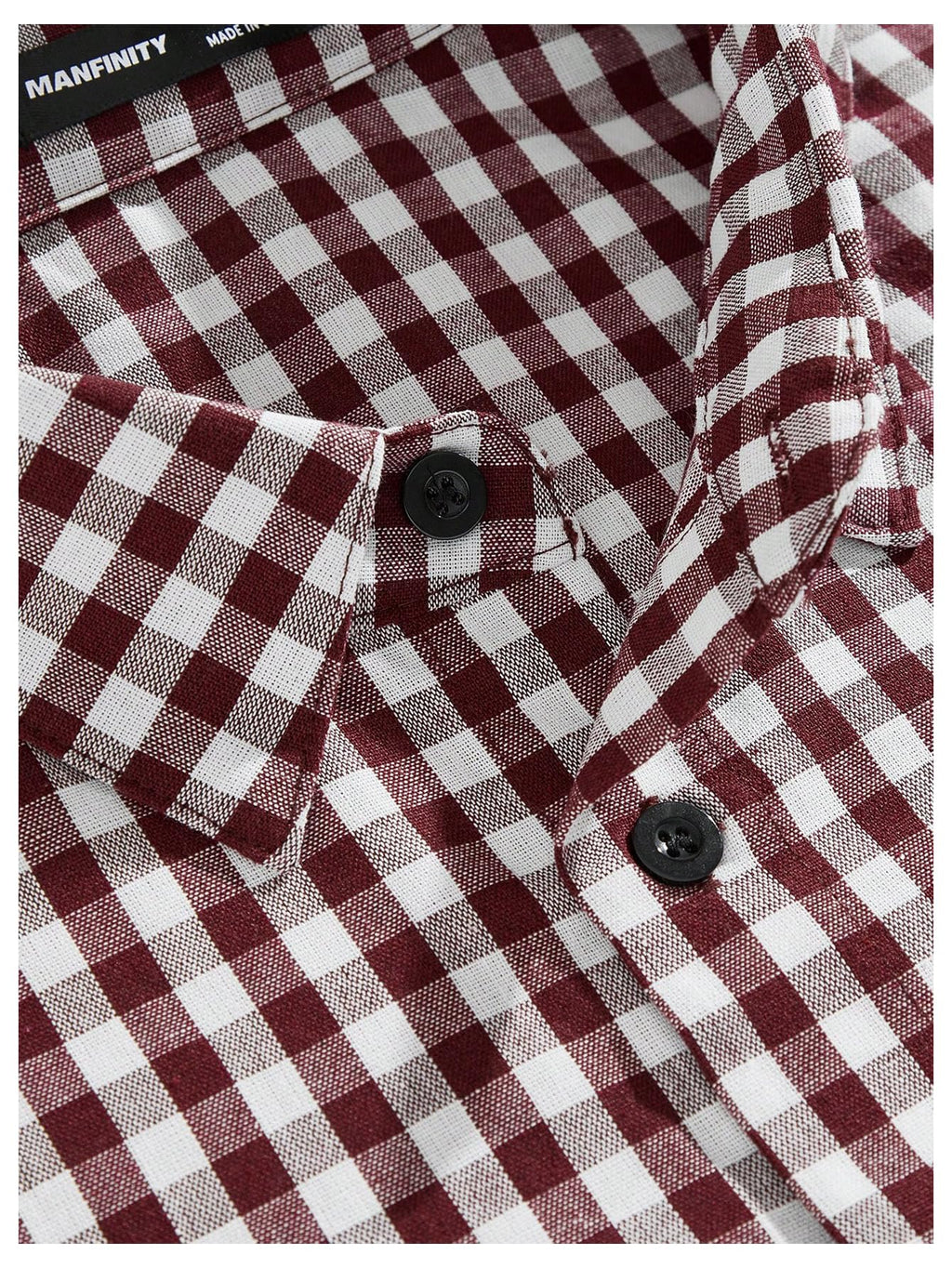 SHENHE Men's Plaid Button Down Short Sleeve Cropped Shirt Gingham Collared Shirt Top Red XX-Small