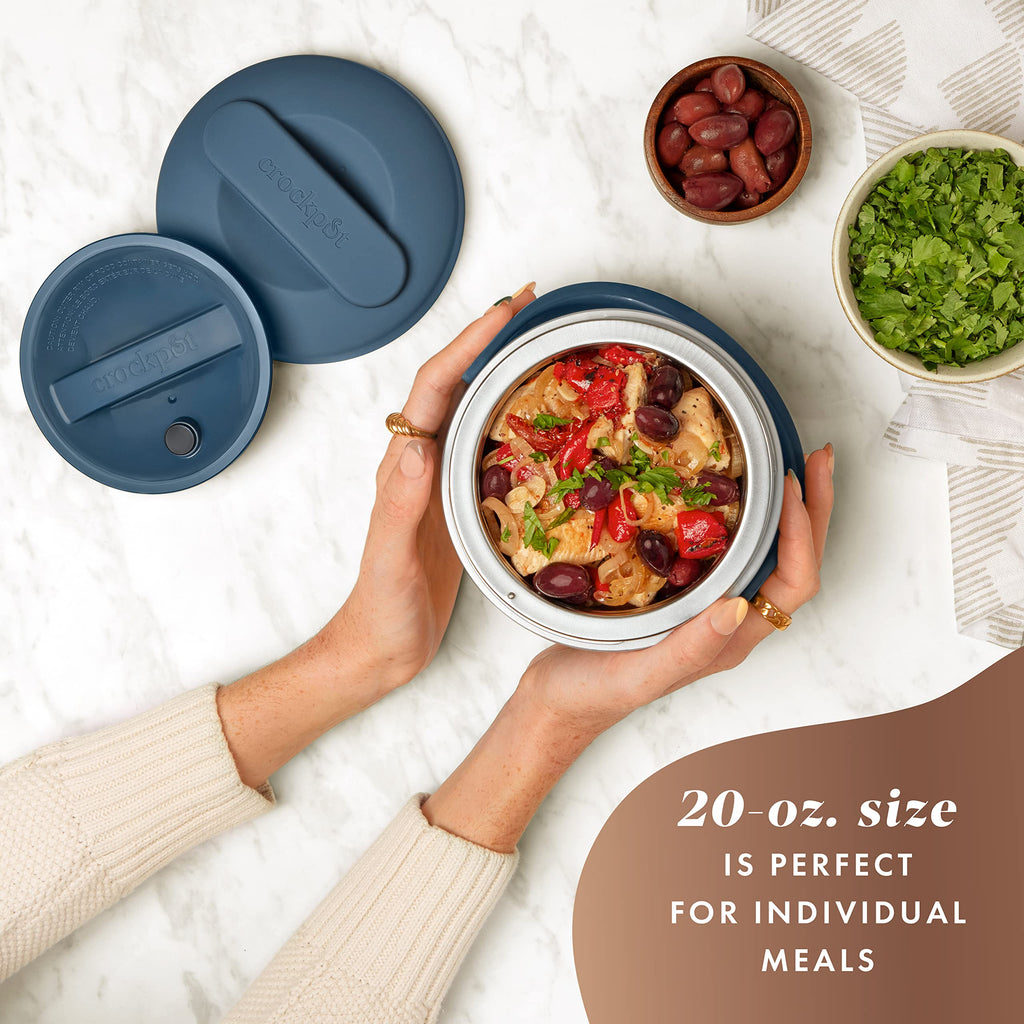 Crock-Pot 20oz Portable Electric Food Warmer, Personal Lunch Box Keeps Food Spill-Free & Warm, Ideal for Travel, Work, School, Car, On-the-Go, Dishwasher-Safe, Giftable, Faded Blue