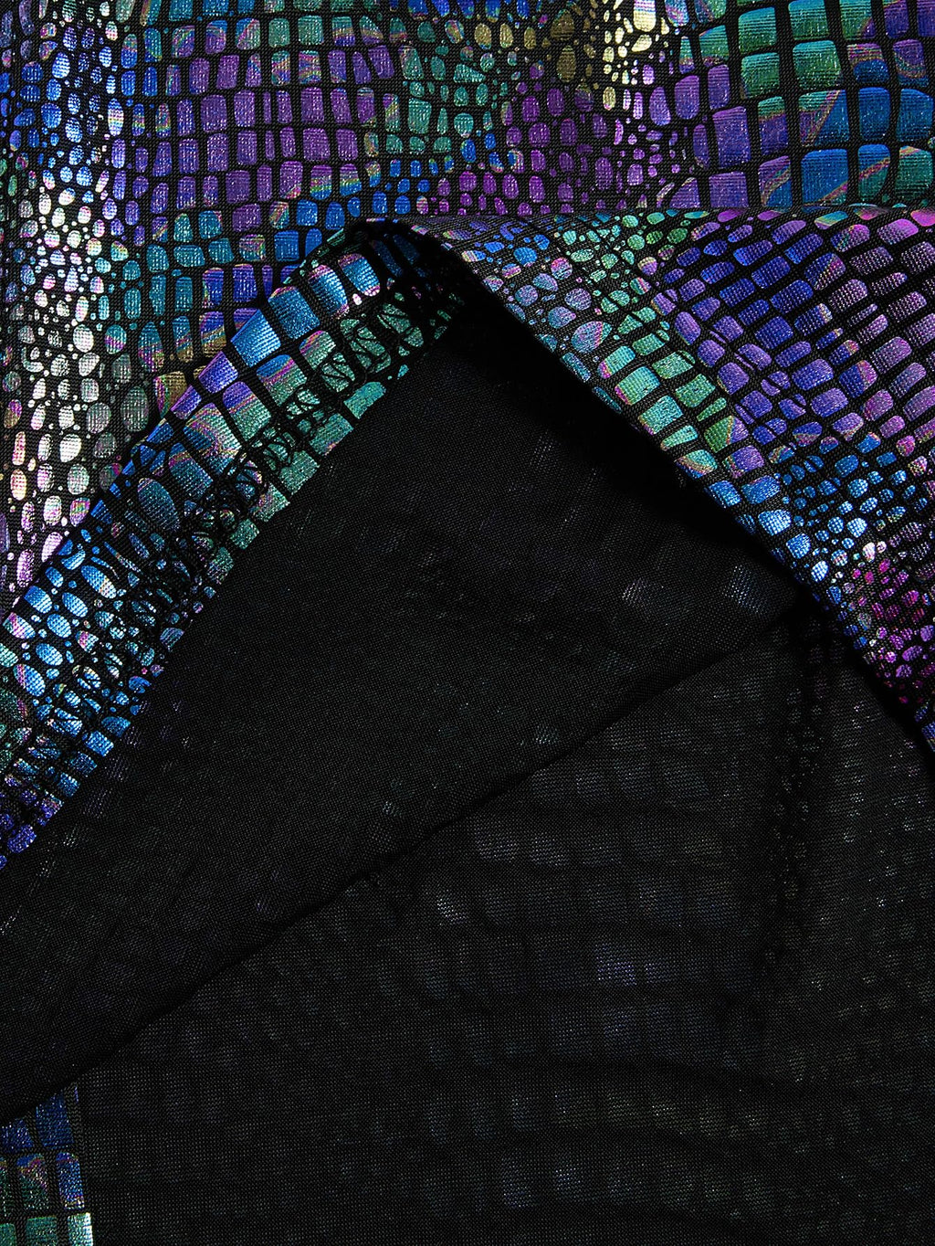 WDIRARA Men's 70s Sparkly Disco Top Crocodile Pattern Metallic Rave Button Down Shirt Short Sleeve Party T Shirt Multicolor Medium