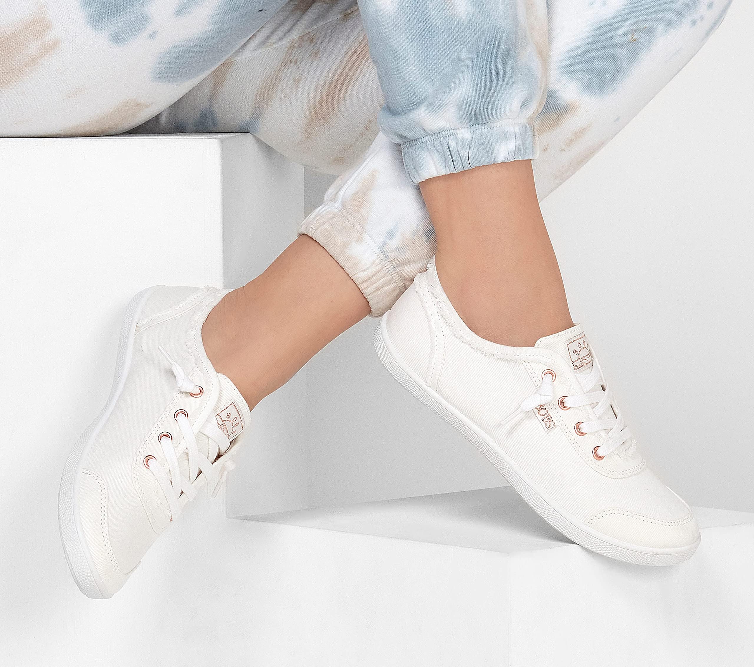 Skechers Women's Bobs B Cute Sneaker – Memory Foam, Flexible Outsole, Lightweight Vegan Shoes, White, 9.5
