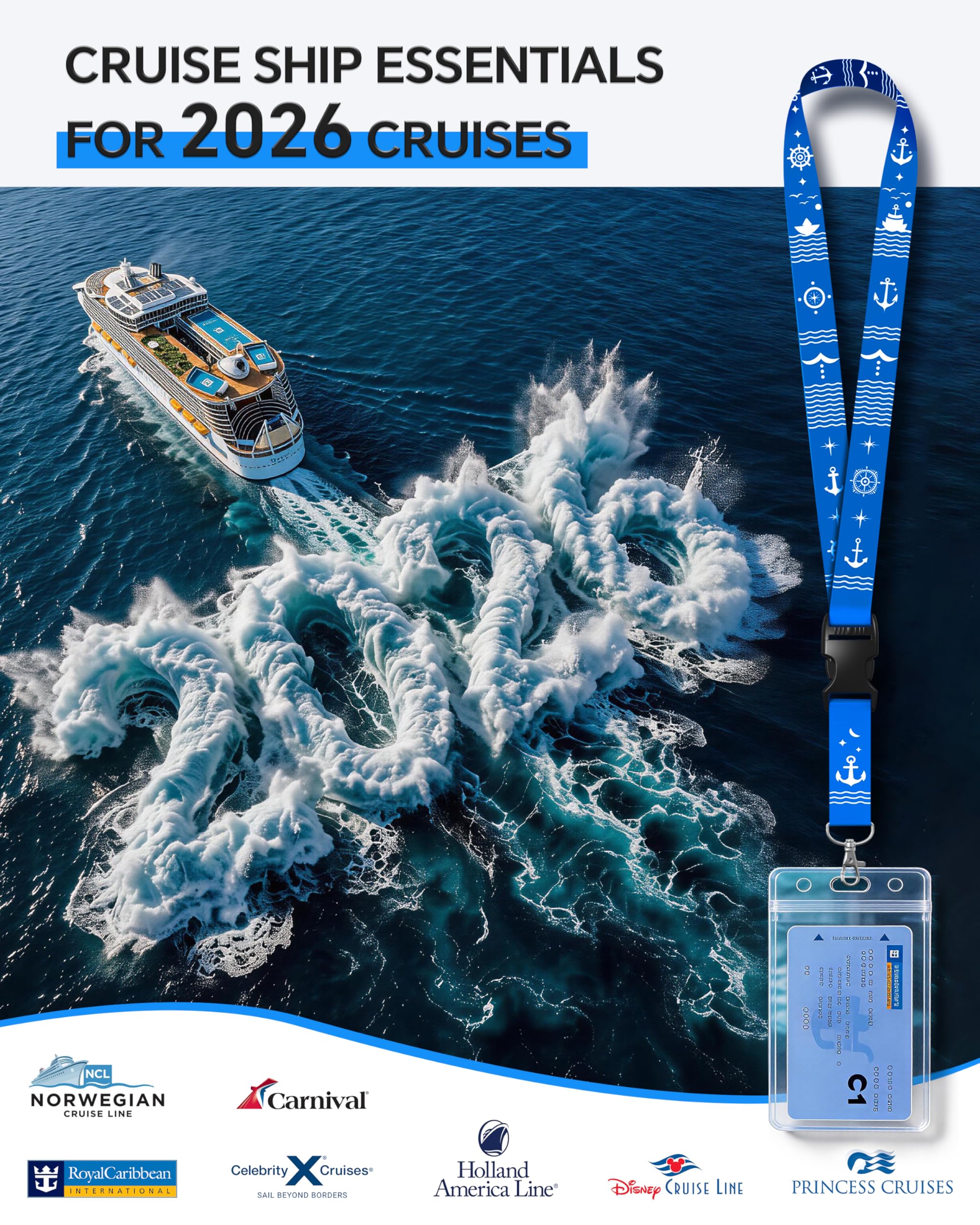Avorast 5 Pack Cruise Lanyards for Ship Cards, Cruise Essentials 2026 for Carnival, Royal Caribbean, NCL, Lanyards for ID Badges with Detachable Buckle & Waterproof ID Badge Holders (Mix)