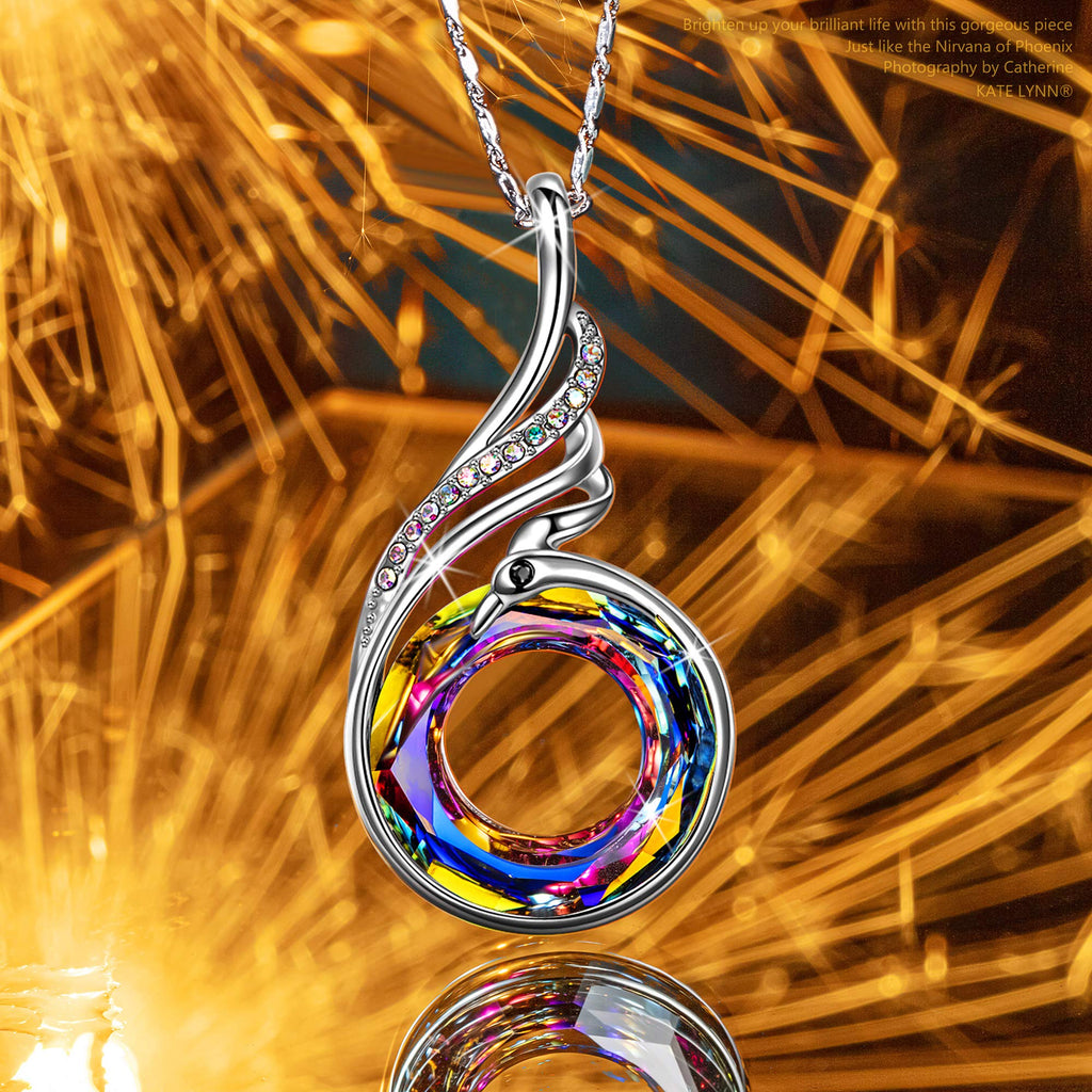 Kate Lynn "Rise From the Ashes" Phoenix Earrings & Necklace Set, Symbol of Luck and Renewal