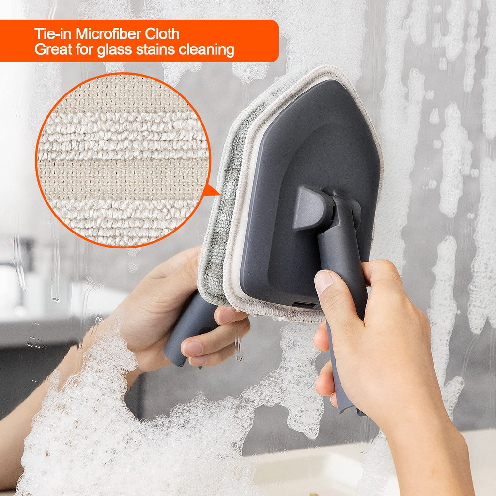 CLEANHOME Tile Tub Scrubber Brush with 3 Different Function Cleaning Heads and 56" Extendable Long Handle-No Scratch Shower Scrubber for Cleaning Bathroom Kitchen Toilet Wall,Bathtub,Sink,Grey