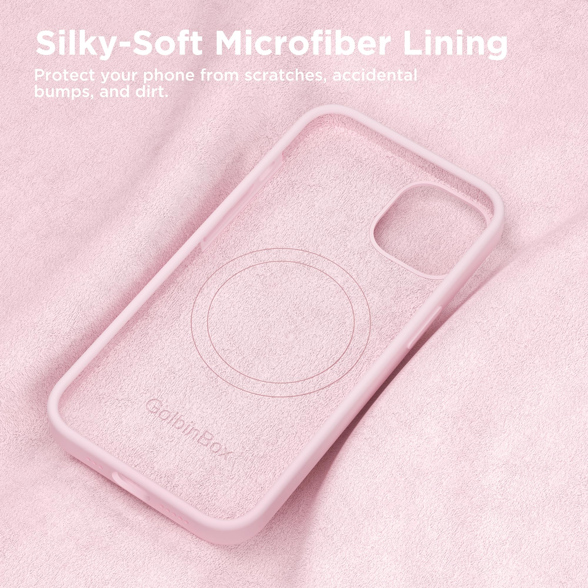 GolbinBox Magnetic for iPhone 13 Case & iPhone 14 Case, Compatible with MagSafe, [Soft Anti-Scratch Microfiber Lining], Slim Liquid Silicone Shockproof Protective Phone Case 6.1 inch, Chalk Pink