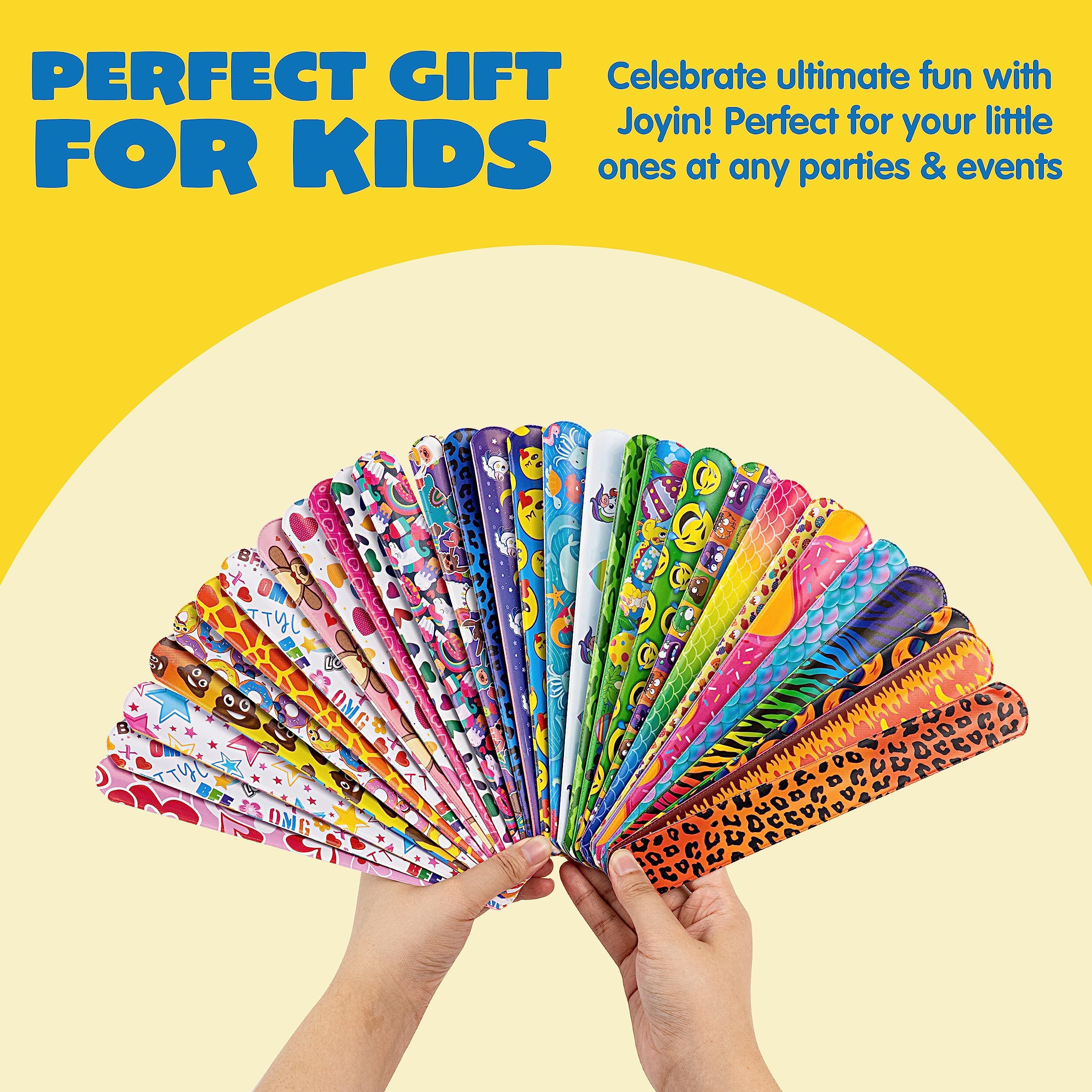 JOYIN 144 Pcs Slap Bracelets for Kids, Bulk Wristbands with Animals, Friendship, Heart, Party Favors, Classroom Prizes Birthday Exchanging Gifts,Goodies Bag Stuffers Fillers