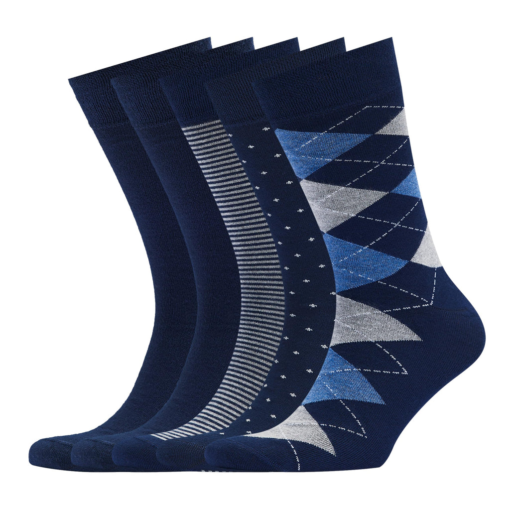 VRD Men’s Dress Socks Bamboo Rayon 5-Pack Crew Socks Assorted Pattern Fits Shoe Size 8-13 Gift Box