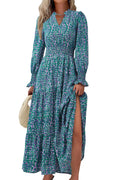 PRETTYGARDEN Women's Floral Maxi Dress 2026 Fall Long Sleeve V Neck A Line Long Flowy Spring Party Boho Dresses (Floral Purple Green,Medium)