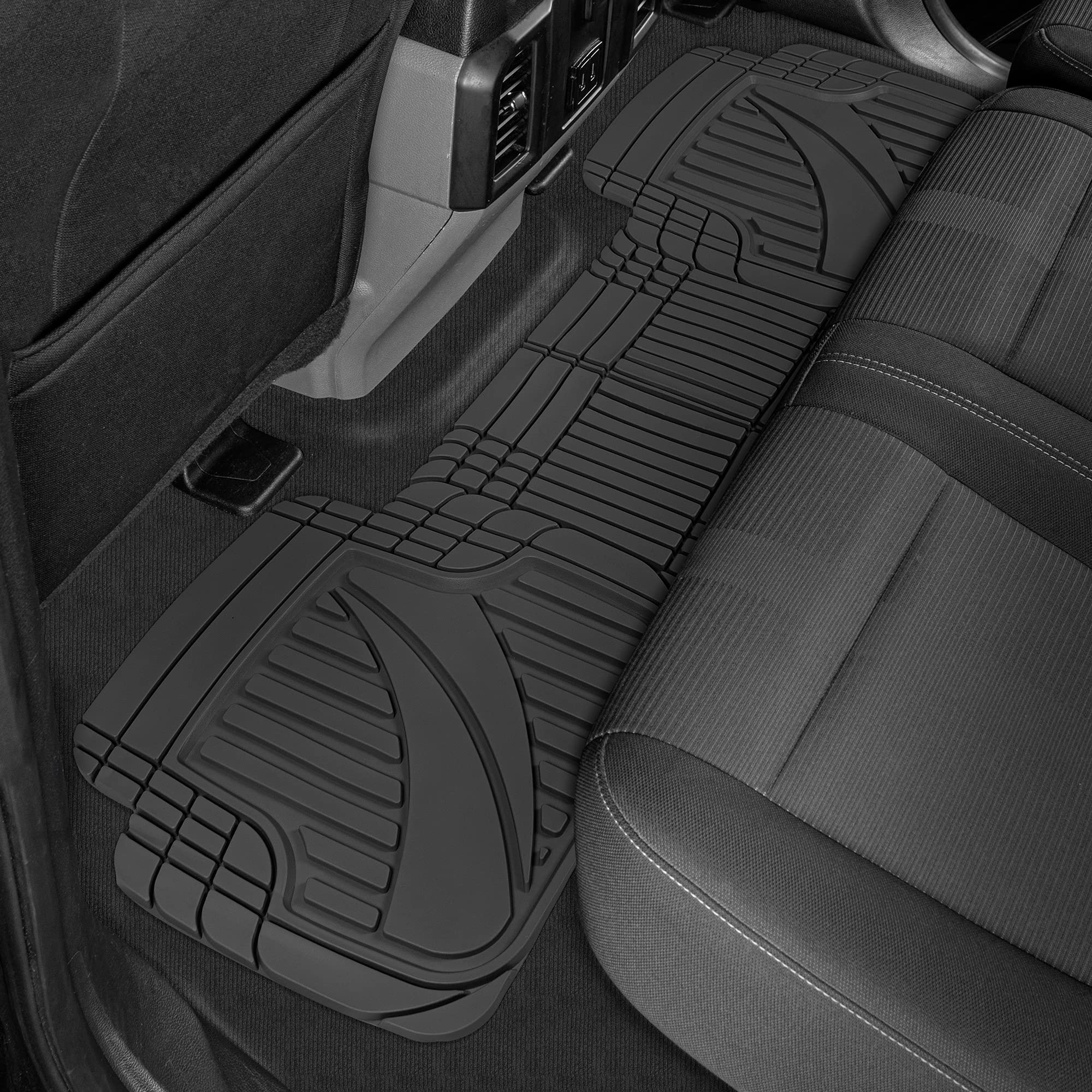 Motor Trend FlexTough™ Advanced Black Rubber Car Floor Mats – Heavy Duty Trim to Fit All Weather Floor Mats for Cars Truck SUV - Automotive Car Interior Floor Liner Protection - Universal Fit