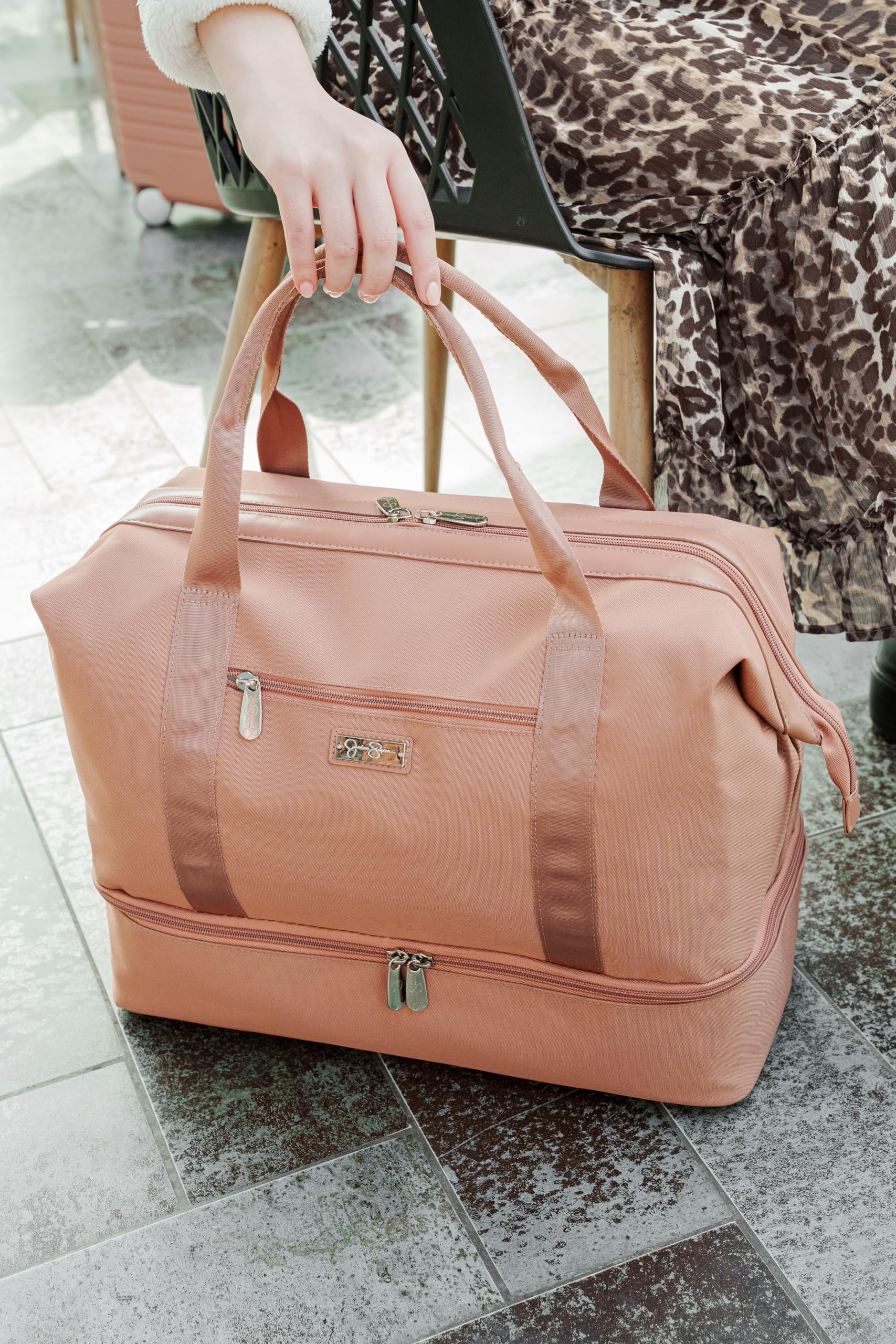 Jessica Simpson Countryside Weekender Duffel 100% Polyester Drop Bottom Bag, Oceanview