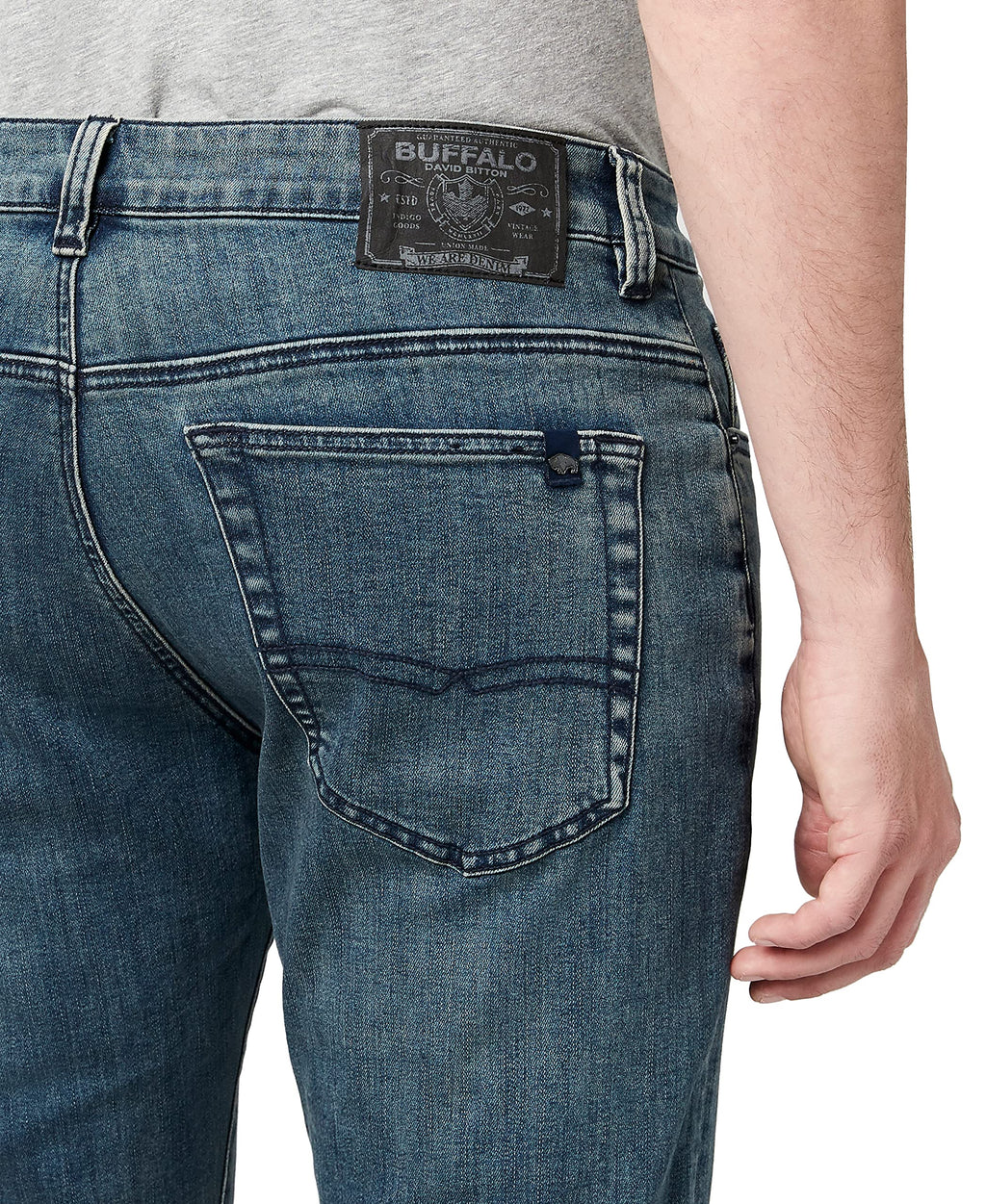 Buffalo David Bitton Men's Ash Fashion Jeans, Mid Blue Light Acid Wash, 30W x 34L
