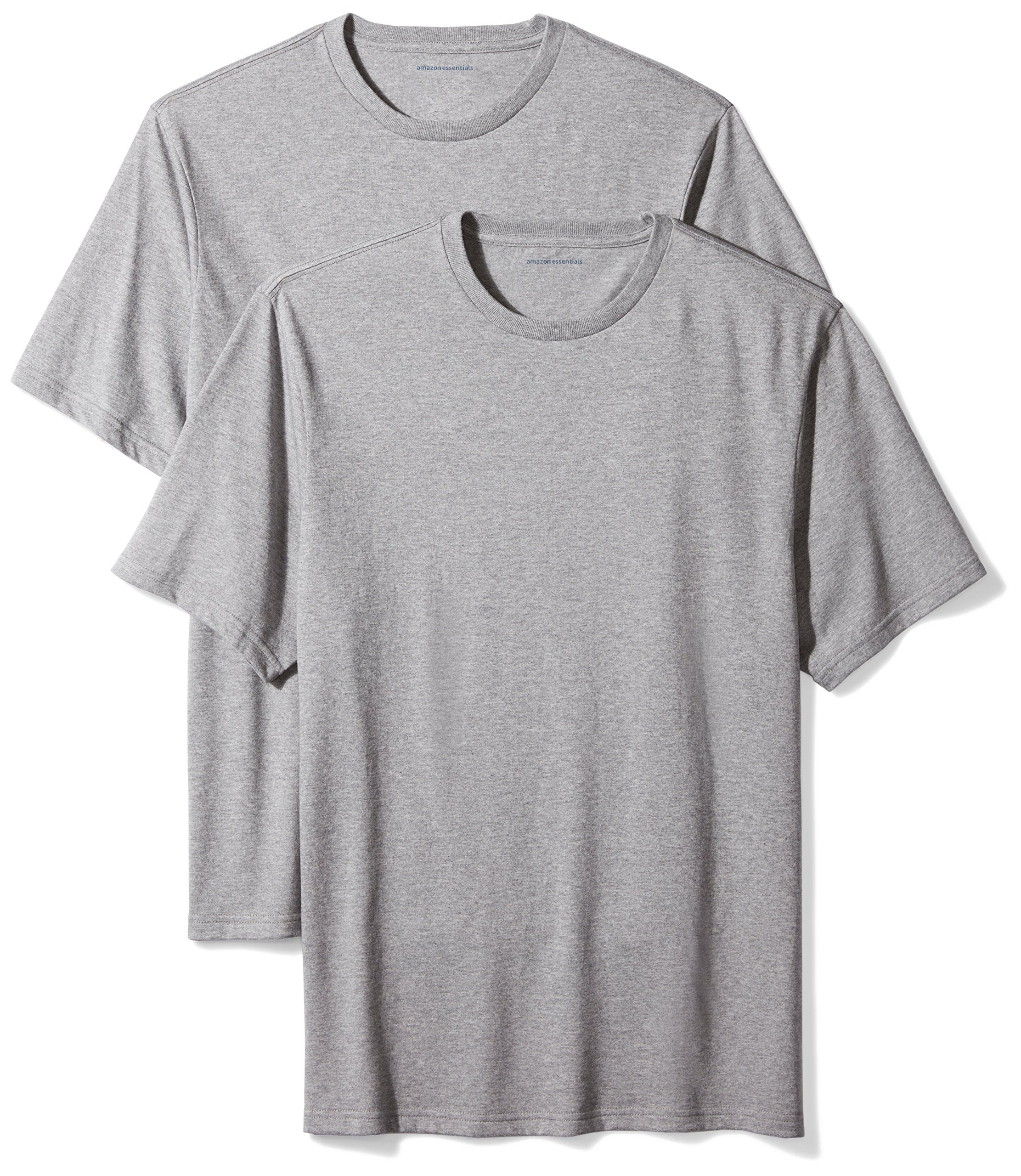 Amazon Essentials Men's Big & Tall 2-Pack Short-Sleeve Crewneck T-Shirt Shirt, Heather Grey/Heather Grey, 4X