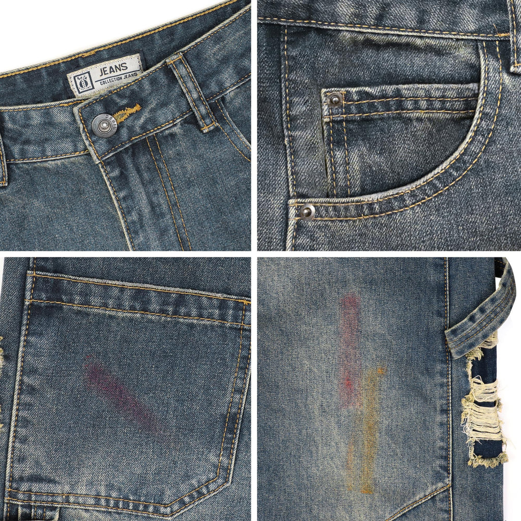 KODEIPLAY Barrel Baggy Jeans for Men y2k Mens Jeans Relaxed Fit Hip Hop High Waisted Long Trousers Loose Wide Leg Denim Pants