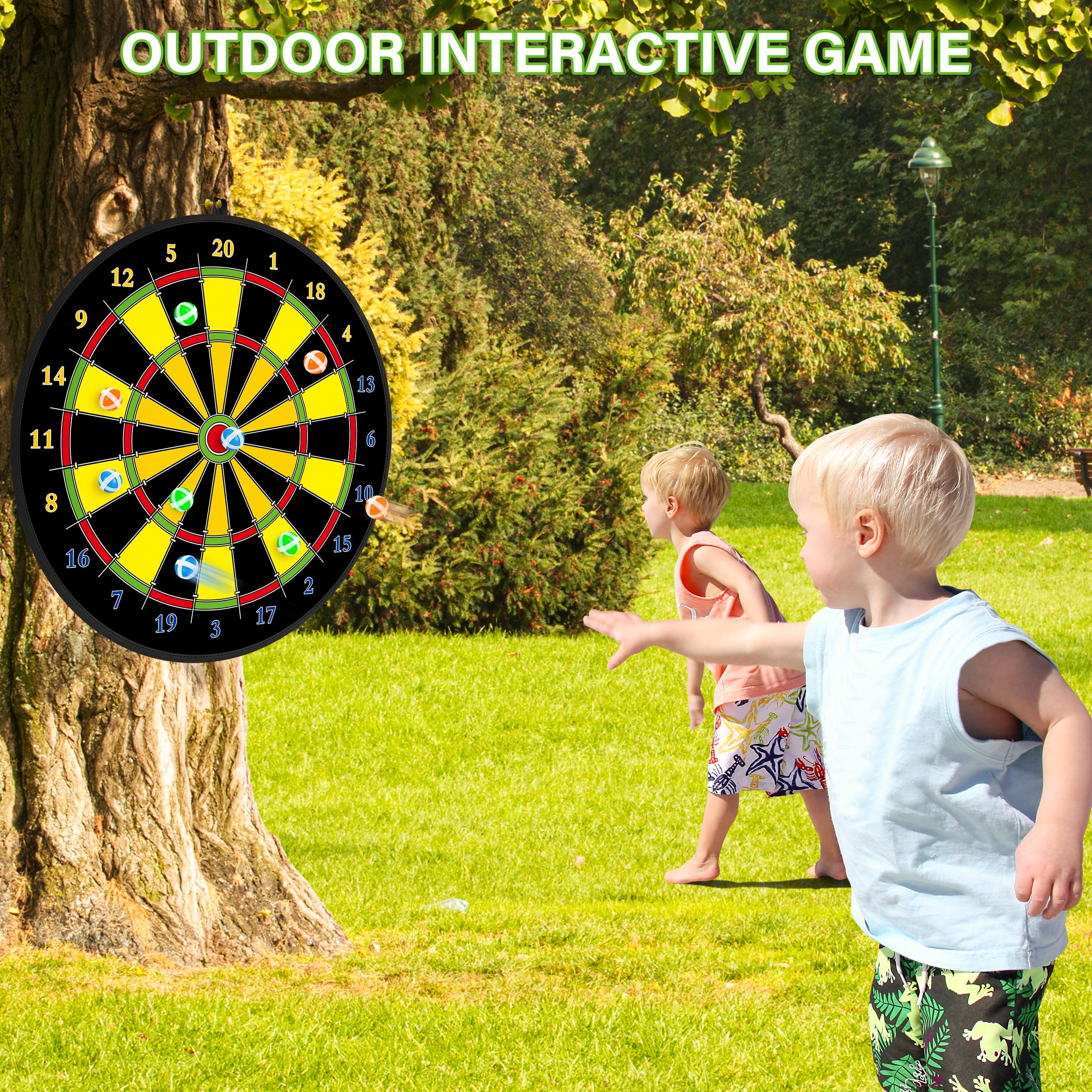 29" Large Dart Board for Kids, Kids Double-Sided Dart Board with Sticky Balls and Darts, Indoor/Outdoor Sport Fun Party Play Game Toys, Gifts for 3 4 5 6 7 8 9 10 11 12 Year Old Boys Girls