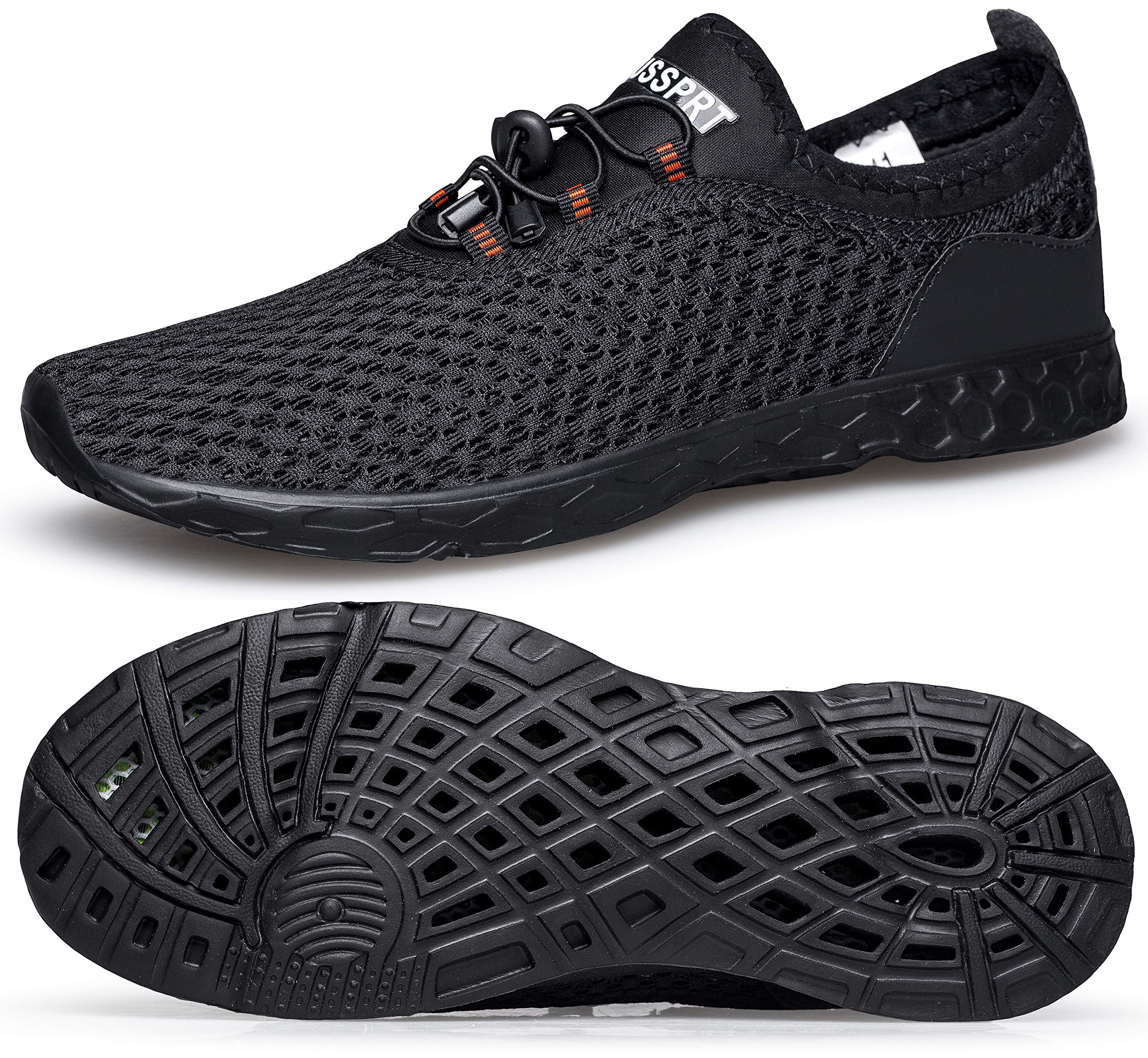 DOUSSPRT Men's Water Shoes Quick Drying Sports Aqua Shoes AllBlack Size 10
