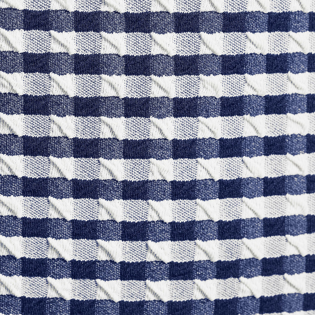 Lands' End Womens Tummy Control Gingham Tugless High Waisted Bikini Bottoms Deep Sea Navy/White Gingham Regular X-Small